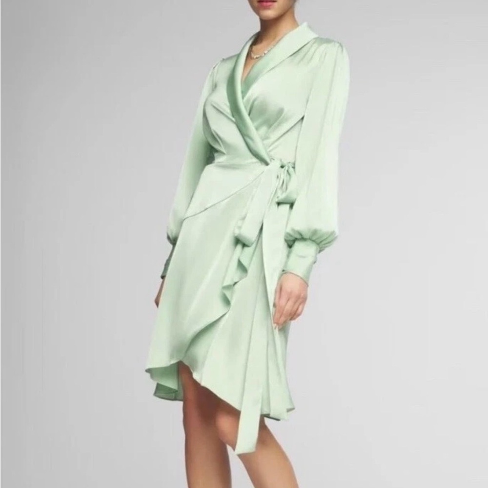 White House Black Market Light Green Wrap Dress